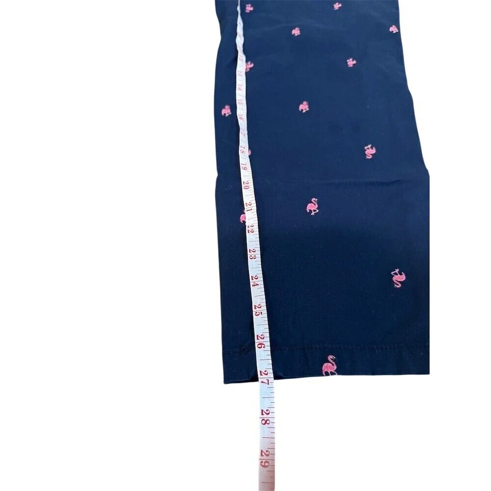 Talbots Relaxed Chino Pants Womens 8P Navy Flamingo Embroidered Crop - Picture 5 of 8